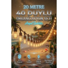AC Aydınlatma 20 Metre 40 Duy Organizasyon Seti A60 4W E27 Rustik Ampul Dahil 220V Dış Mekan Bahçe Teras Festoon Yoğun Işık Zinciri