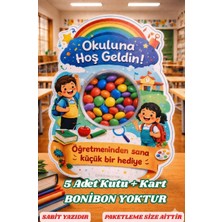 Emtory Home 5 Adet - Okula Hoş Geldin Kartlı Hediye - Bonibon Kutusu - Okul Hediye - Anaokulu Hediye