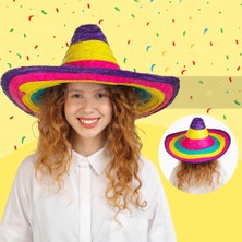 Alvera Collection Sombrero Meksika Şapkası Renkli Örme Hasır Çocuk Boy