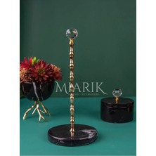 Miarik Design Siyah Mermer Gold Kristal Peçetelik Havluluk