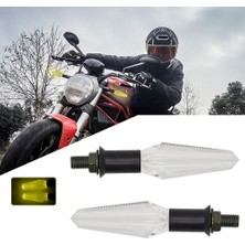 Dekohop Motosiklet Kristal Model LED Sinyal Lambası Sarı LED Işık Vidalı Montaj