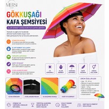 Mersi Shop Gökkuşağı Renkli Kafa Şemsiyesi | Eller Serbest Güneş Koruyucu Şapka Şemsiye