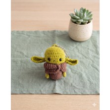 Gravve Amigurumi Baby Yoda Anahtarlık - El Emeği Örgü Grogu, %100 Koton, Yıkanabilir