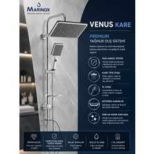 Marinox Venus Kare Krom Yağmur Duş Seti Tepe Duşlu El Duşlu Sabunluklu Duş Sistemi