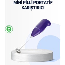 Mini Pilli Portatif Karıştırıcı – Cappuccino Latte Frappe ve Kahve Köpürtücü