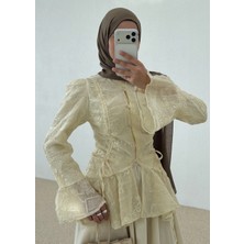 Moda Aksa Vintage Gömlek Krem