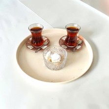 Bereka Tepsi Metal Çay Tepsisi Kahve Tepsisi Sunum Kahvaltı Tepsisi-30 cm Küçük Boy