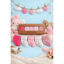 Baby Socks 5 Çift Kutulu Pamuklu 5 Renkli Kız Bebek Çorabı 0-6 Ay
