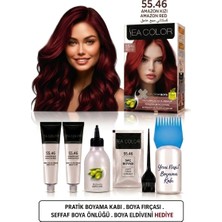 Sea Color Set Saç Boyası 55.46 Amamzon Kızılı 2 Li +Pratik Boya Kabı