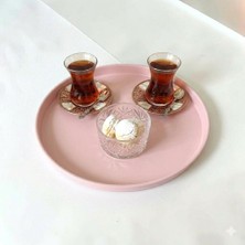 Bereka Tepsi Metal Çay Tepsisi Kahve Tepsisi Sunum Kahvaltı Tepsisi-30 cm Küçük Boy