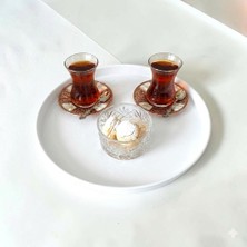 Bereka Tepsi Metal Çay Tepsisi Kahve Tepsisi Sunum Kahvaltı Tepsisi-30 cm Küçük Boy