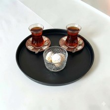 Bereka Tepsi Metal Çay Tepsisi Kahve Tepsisi Sunum Kahvaltı Tepsisi-30 cm Küçük Boy