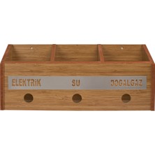 Selena Ahşap Ortak Fatura ve Posta Kutusu 3 Renk Ceviz Bambu Akça 34x15x11 cm 8 mm Mdflam Malzeme