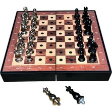 Gift Home Gifthome Black Klasik Ceviz Desenli Mini Seyahat Boy Satranç Takımı ( 16 x 16 cm )