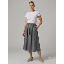 On Triko Beli Lastikli Midi Boy Etek 70471