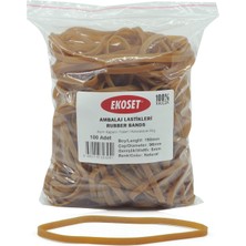 Ekoset 100 Adet Geniş Kalın Kauçuk Paket Ambalaj Kasa Lastiği 150 x 5 mm Doğal Renk