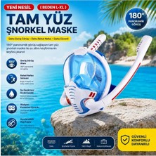 Premini Çift Tüplü Full Face Dalış Maskesi L-Xl Beden, Yüzme ve Dalış Için Mükemmel