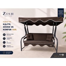 Zish Home 3 Kişilik Salıncak Tekstil Seti 150X48X8 Cm, Bahçe Balkon Salıncağı Minder ve Tente Takımı Metal Dahil Değildir
