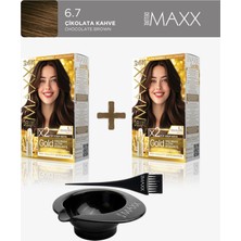 Maxx Deluxe 2'li Paket Golden Beauty Set Saç Boyası 6.7 Çikolata Kahve, Boya Tası ve Fırça Hediye!