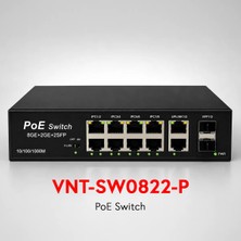 Venot VNT-SW0822-P  8 Port Gıga Poe 2 Port Gıga Uplink 2 Sfp Poe Swıtch   124W