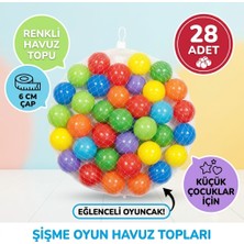 Shoplandu Havuz Topu - Şişme Oyun Havuz Topları 6 cm 28 Adet - File Havuz Topu Seti
