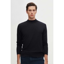 D'S Damat Ds Damat Regular Fit Lacivert Pamuk Karışımlı Yarım Balıkçı Triko Kazak
