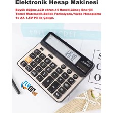 Flyonlook Büyük Düğme Elektronik Hesap Makinesi 14 Haneli  Temel Matematik  Bellek  Güneş Enerji  Yüzde Hesap