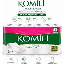Komili Tuvalet Kağıdı 24 Rulo 3 Katlı Yumuşak ve Dayanıklı Ekonomik Paket