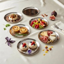 Simply Now Paslanmaz Çelik Sunum Tabağı Seti - Gümüş Renk Kahve Yanı & Çerezlik - 2, 3, 4, 6lı Adet Seçenekli