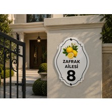 Zafrak Reklam Kişiye Özel Limon Motifli Kapı Numarası ve Aile Ismi Tabelası 30X21 cm Dış Mekan