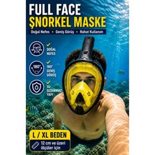 Premini Sarı Siyah Full Face Şnorkel Maske Tam Yüz Dalış Geniş Görüş Anti Fog