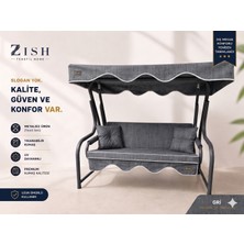 Zish Home 3 Kişilik Salıncak Tekstil Seti 150X48X8 Cm, Bahçe Balkon Salıncağı Minder ve Tente Takımı Metal Dahil Değildir