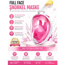 Premini Xl/l Tam Yüz Dalış Maskesi, Pembe, 180° Görüş, Anti-Fog, Dry Top