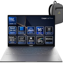 Casper Nirvana S100 Intel Core I5 13420H 24GB 500GB SSD Windows 11 Home 300NIT 16" Taşınabilir Bilgisayar S100.BV00A-GFOKA04
