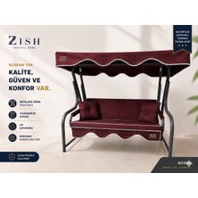 Zish Home 3 Kişilik Salıncak Tekstil Seti 150X48X8 Cm, Bahçe Balkon Salıncağı Minder ve Tente Takımı Metal Dahil Değildir