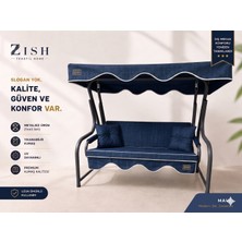 Zish Home 3 Kişilik Salıncak Tekstil Seti 150X48X8 Cm, Bahçe Balkon Salıncağı Minder ve Tente Takımı Metal Dahil Değildir