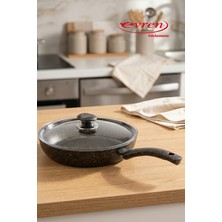 EVREN MUTFAK 20 cm Gold Stone Ezme Seri Kapaklı Tava, Non-Stick 0,8 Lt Kızartma Tavası (Bakalit Kulplu)