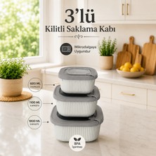 3'lü Kapaklı Kare Saklama Kabı Seti 600 ml 1100 ml 1800 ml Mikrodalgaya Uygun Bpa Içermez Sariva Home
