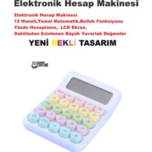 Flyonlook Yeni Tasarım  Renkli Büyük Düğme Elektronik Hesap Makinesi 14 Haneli  Temel Matematik  Yüzde Hesap