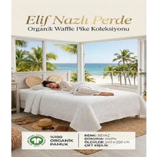 Elif Nazlı Perde Çift Kişilik Pike - %100 Organik Pamuk -Beyaz