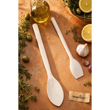 Doğal Şimşir Ağacı Ahşap Tahta Kaşık Spatula Seti Ağaç Kaşık (2li Set)