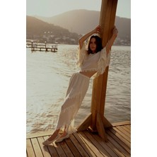 İkikız Kadın Naturel Crop Bluz