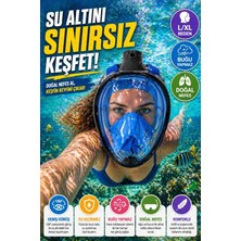Premini Mavi Siyah Tam Yüz Dalış Maskesi, Geniş Görüş ve Konforlu Tasarım