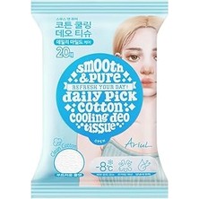 Belirtilmemiş Ariul Smooth Pure Cotton Cooling Deo Tissue Cilt Serinletici Koku Önleyen Vegan Deodorant Mendil 20