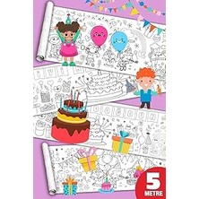 Belirtilmemiş Sinaticaret Doğum Günü Temalı Dev Boyama Kağıdı, Rulo Şeklinde, 5 Metre Uzunluğunda, Büyük Boy, Çoc