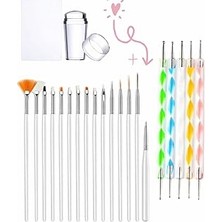 Belirtilmemiş Fontenay Jel Tırnak Nail Art Tırnaksüsleme Makyaj Için Boyama Fırça Seti French Stamper Dotkalem Se