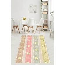 Belirtilmemiş Pelangi Pastel Renk Bloklu Papatya Dökümlü Yıkanabilir Kaymaz Taban Leke Tutmaz Salon Halısı Yoluk,