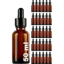 Belirtilmemiş Afracam Amber 50 ml Metal Siyah Sızdırmaz Kapaklı Dropper Damlalık Cam Şişe 30 Adet