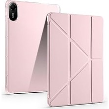 Belirtilmemiş Zore Xiaomi ile Uyumlu Redmi Pad 2 Kılıf Zore Tri Folding Kalem Bölmeli Standlı Kılıf Rose Gold