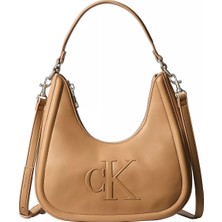 Calvin Klein Kadın Deri Kısa Kulp Fermuar Kapama Ck Logo Desenli Kahverengi1 Çanta LV04F3561G-RAJ